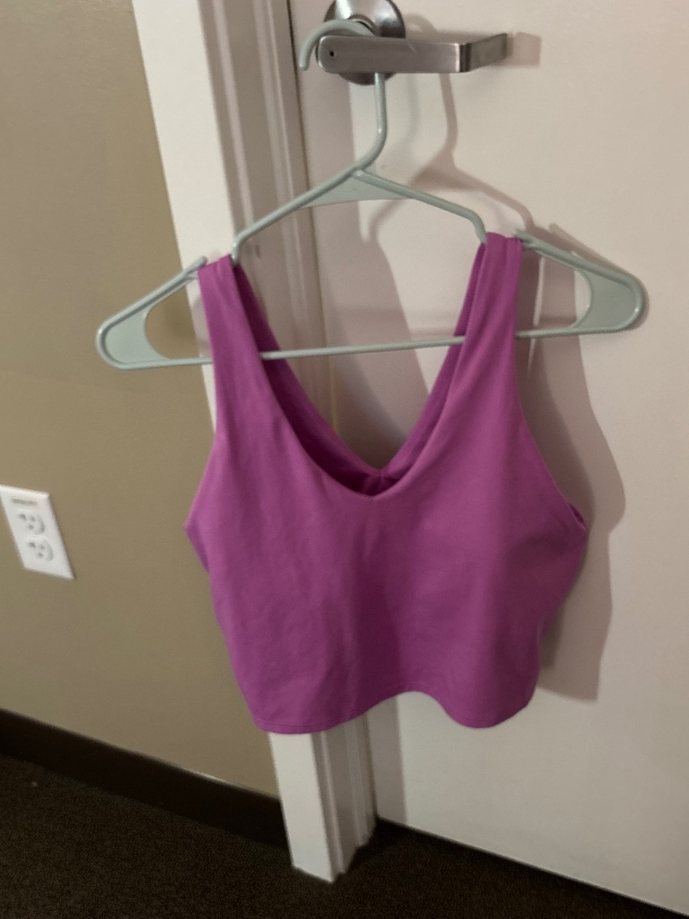 Women’s L Pink athletic set with leggings and tank top with built-in bra
